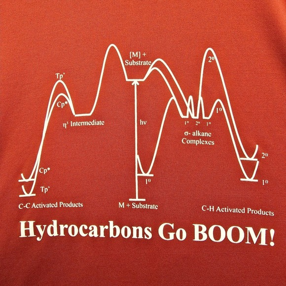 Patagonia Shirt Mens XXL Orange Capilene Baselayer Graphic Hydrocarbons Go BOOM - Picture 4 of 12